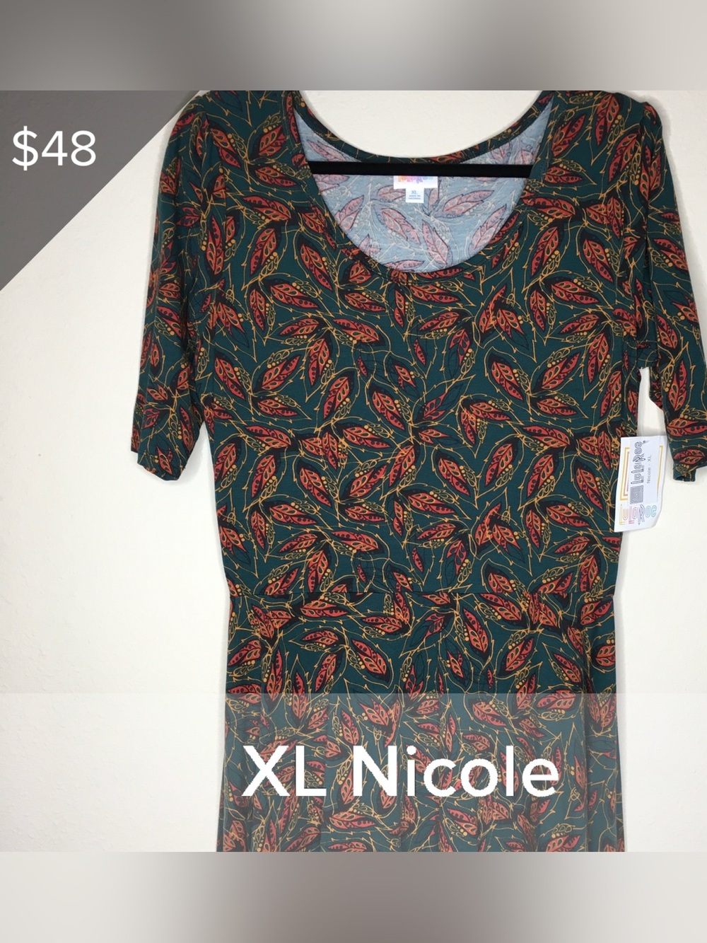 LuLaRoe Nicole XL Dress with Green, Yellow, Orange Pattern